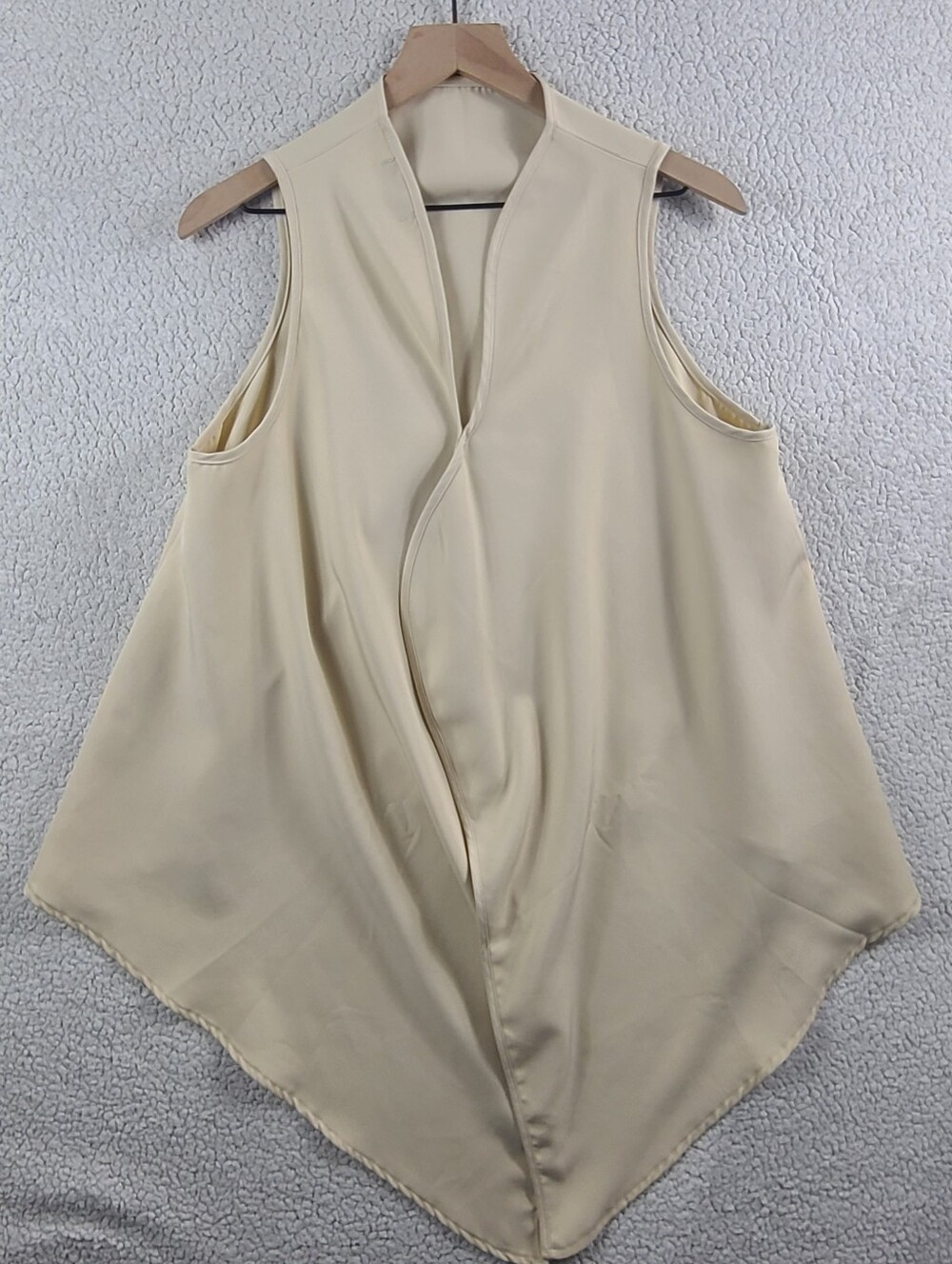 FHQ Collection Cream Waterfall Open Front Vest Large L